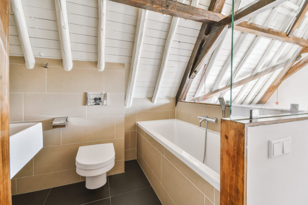 Lavatory with toilet and sink