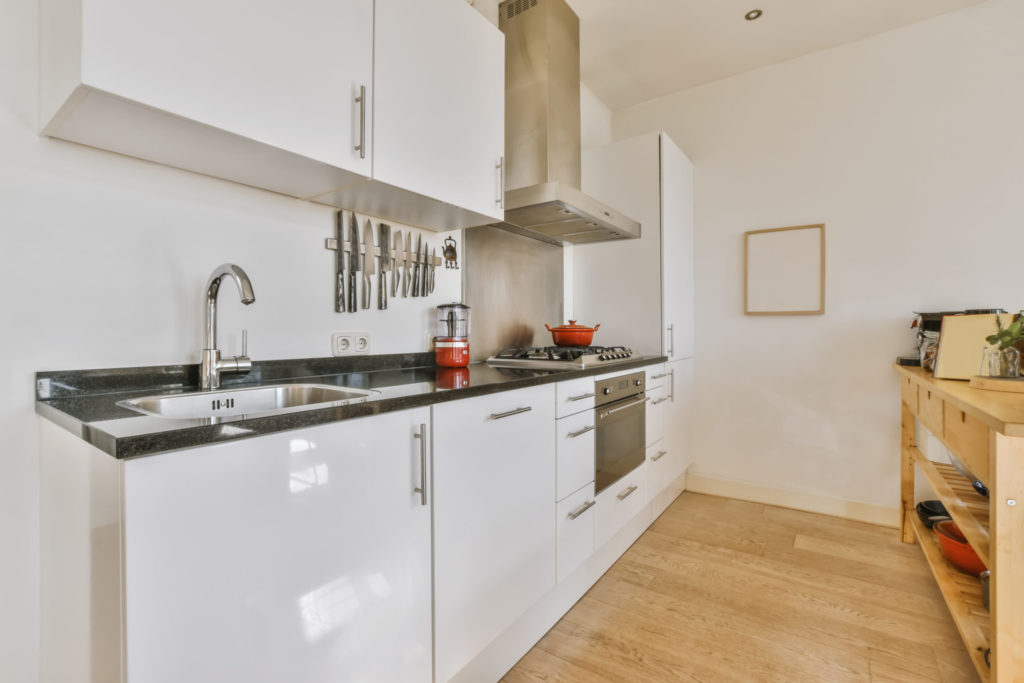 Luxurious kitchen with white cabinets