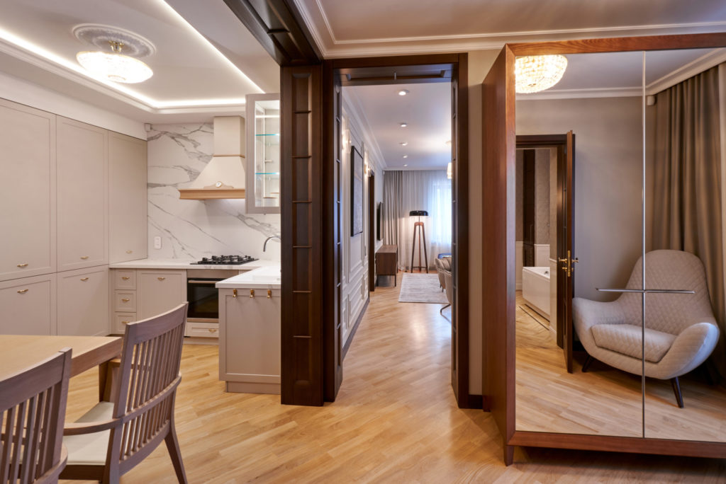 Modern white kitchen clean interior design